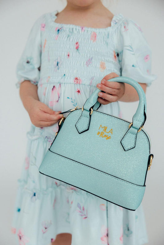 Aqua Glitter Girl's Crossbody Purse