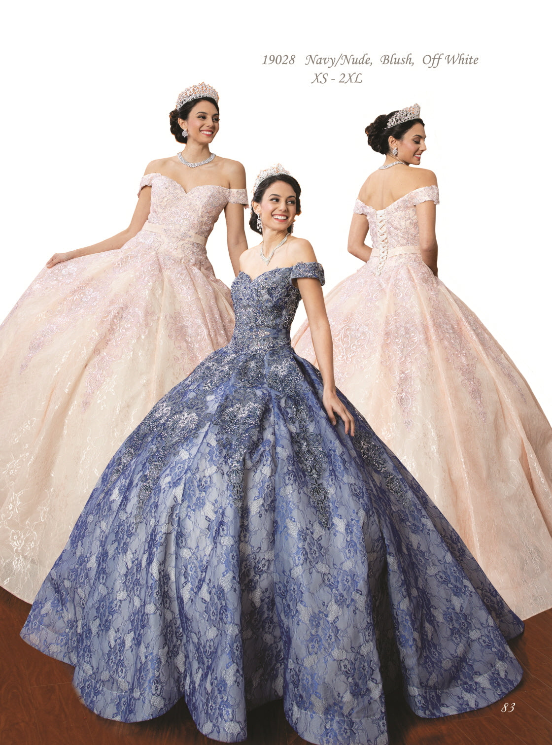 (LIVE 3) Blush & Navy Quinceañera Dress with Luxurious Lace