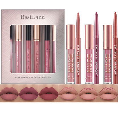 BestLand 12pcs Hydrating Lip Oils + Lip Liner Pencil Lip Combo Sets, 24H Long-Lasting Lip Kit with Lip Liner and Gloss, Nourishing, Non-Sticky Tinted Stain Lip Gloss Plumping Lip Oil Set for Women