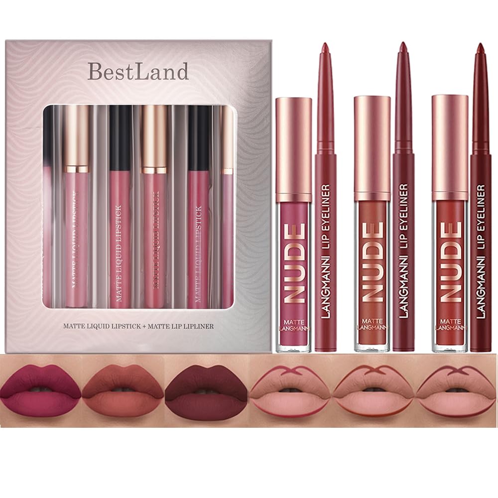 BestLand 12pcs Hydrating Lip Oils + Lip Liner Pencil Lip Combo Sets, 24H Long-Lasting Lip Kit with Lip Liner and Gloss, Nourishing, Non-Sticky Tinted Stain Lip Gloss Plumping Lip Oil Set for Women