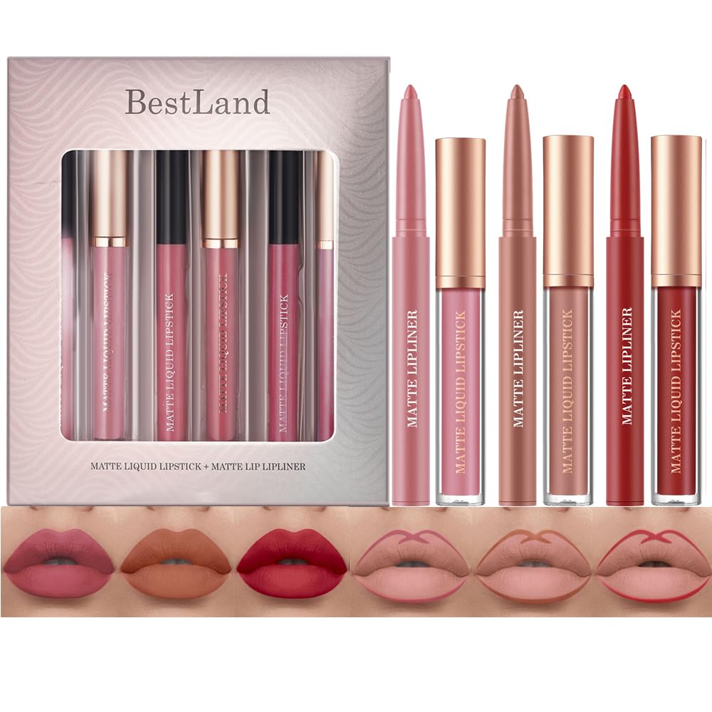 BestLand 12pcs Hydrating Lip Oils + Lip Liner Pencil Lip Combo Sets, 24H Long-Lasting Lip Kit with Lip Liner and Gloss, Nourishing, Non-Sticky Tinted Stain Lip Gloss Plumping Lip Oil Set for Women
