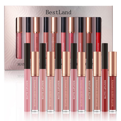 BestLand 12pcs Hydrating Lip Oils + Lip Liner Pencil Lip Combo Sets, 24H Long-Lasting Lip Kit with Lip Liner and Gloss, Nourishing, Non-Sticky Tinted Stain Lip Gloss Plumping Lip Oil Set for Women