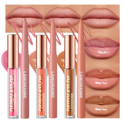 BestLand 12pcs Hydrating Lip Oils + Lip Liner Pencil Lip Combo Sets, 24H Long-Lasting Lip Kit with Lip Liner and Gloss, Nourishing, Non-Sticky Tinted Stain Lip Gloss Plumping Lip Oil Set for Women