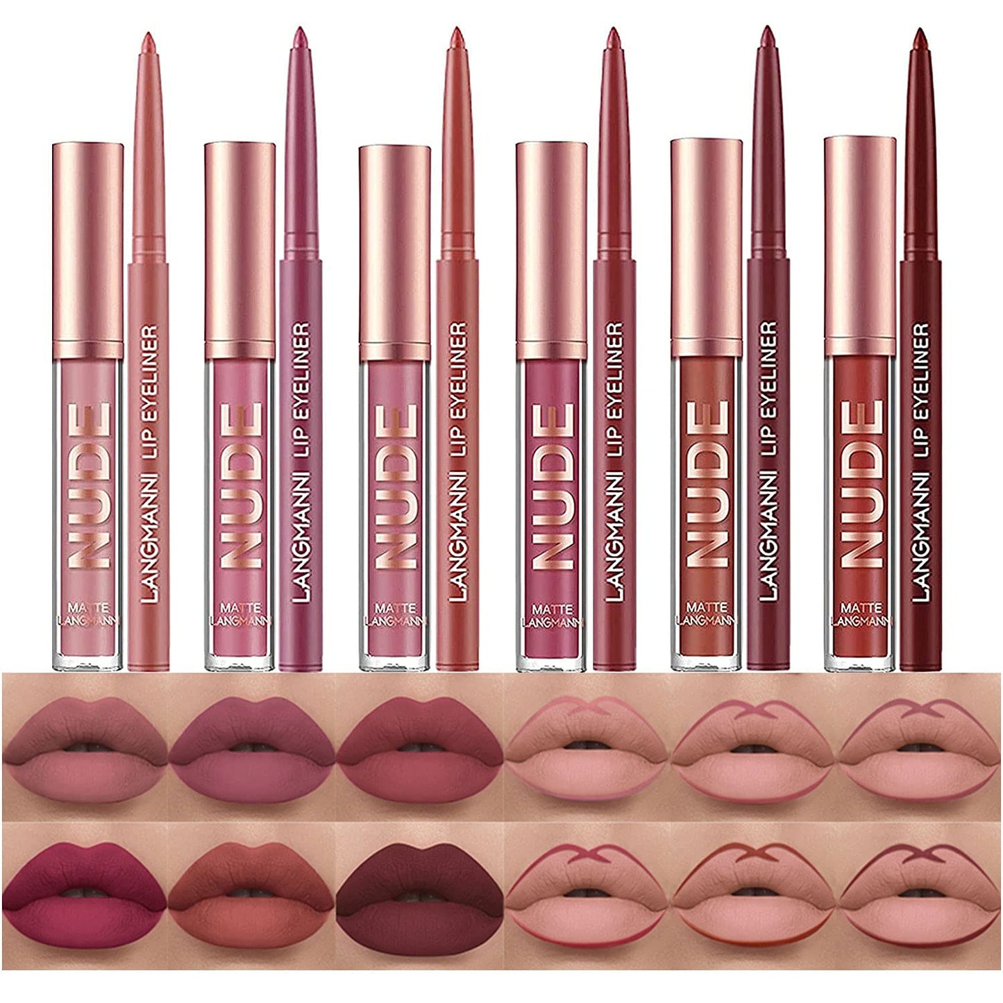 BestLand 12pcs Hydrating Lip Oils + Lip Liner Pencil Lip Combo Sets, 24H Long-Lasting Lip Kit with Lip Liner and Gloss, Nourishing, Non-Sticky Tinted Stain Lip Gloss Plumping Lip Oil Set for Women