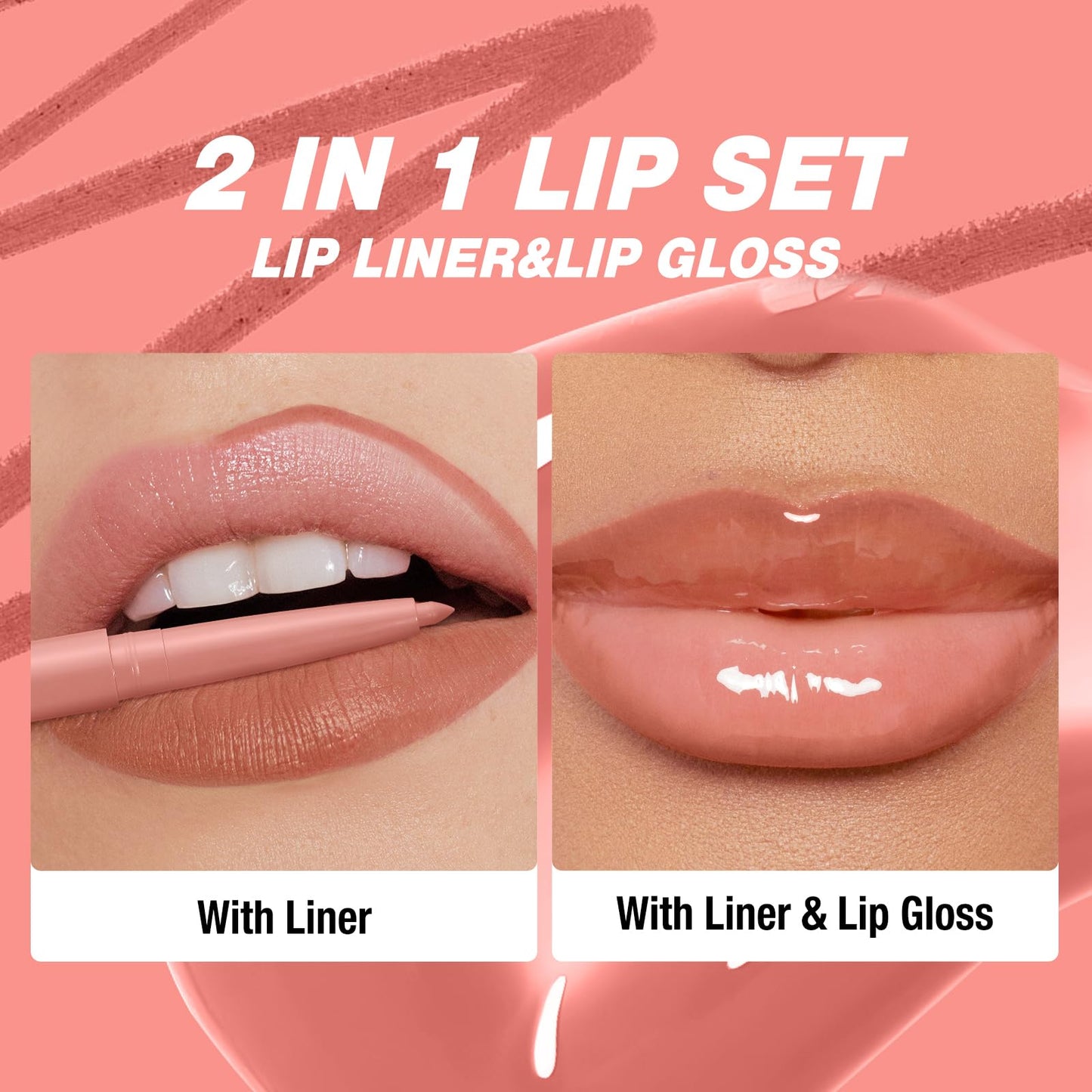 BestLand 12pcs Hydrating Lip Oils + Lip Liner Pencil Lip Combo Sets, 24H Long-Lasting Lip Kit with Lip Liner and Gloss, Nourishing, Non-Sticky Tinted Stain Lip Gloss Plumping Lip Oil Set for Women