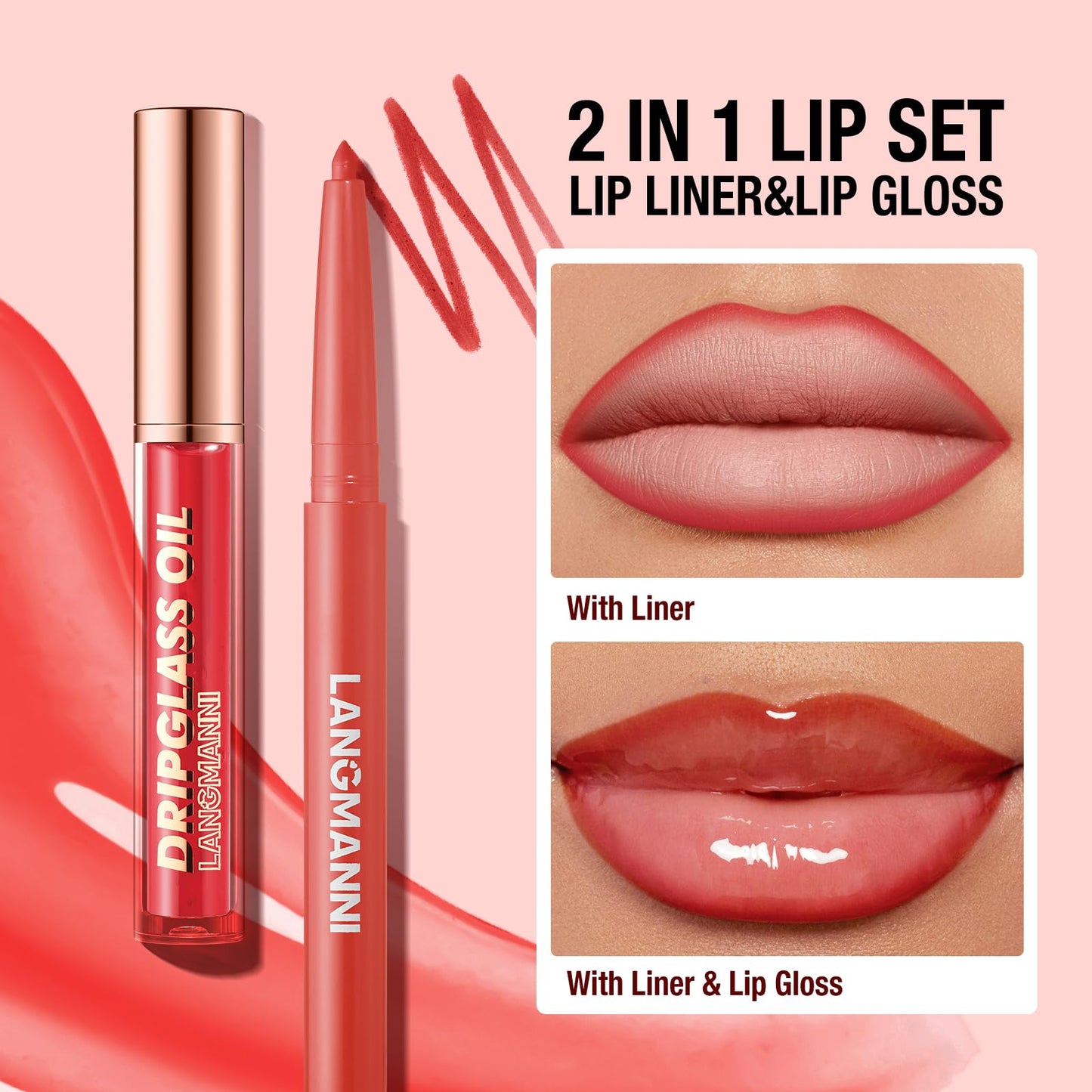 BestLand 12pcs Hydrating Lip Oils + Lip Liner Pencil Lip Combo Sets, 24H Long-Lasting Lip Kit with Lip Liner and Gloss, Nourishing, Non-Sticky Tinted Stain Lip Gloss Plumping Lip Oil Set for Women