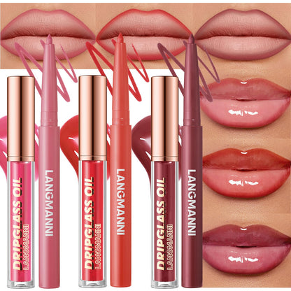 BestLand 12pcs Hydrating Lip Oils + Lip Liner Pencil Lip Combo Sets, 24H Long-Lasting Lip Kit with Lip Liner and Gloss, Nourishing, Non-Sticky Tinted Stain Lip Gloss Plumping Lip Oil Set for Women