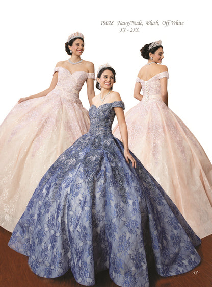 (LIVE 3) Blush & Navy Quinceañera Dress with Luxurious Lace