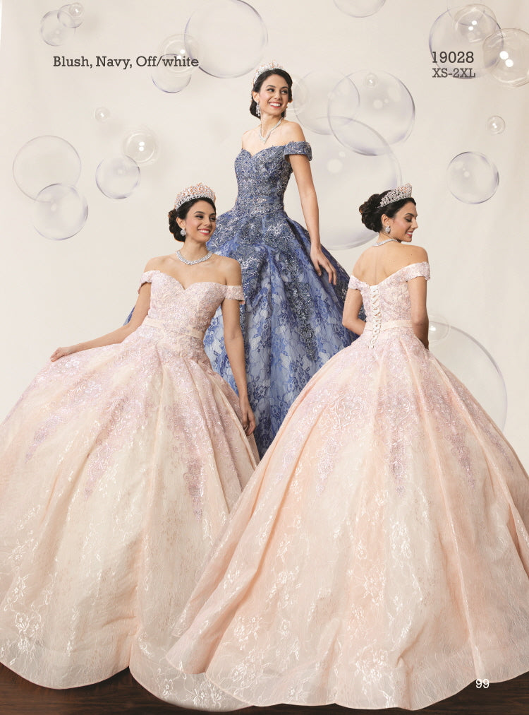 (LIVE 3) Blush & Navy Quinceañera Dress with Luxurious Lace