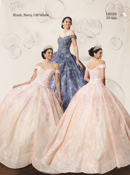 (LIVE 3) Blush & Navy Quinceañera Dress with Luxurious Lace