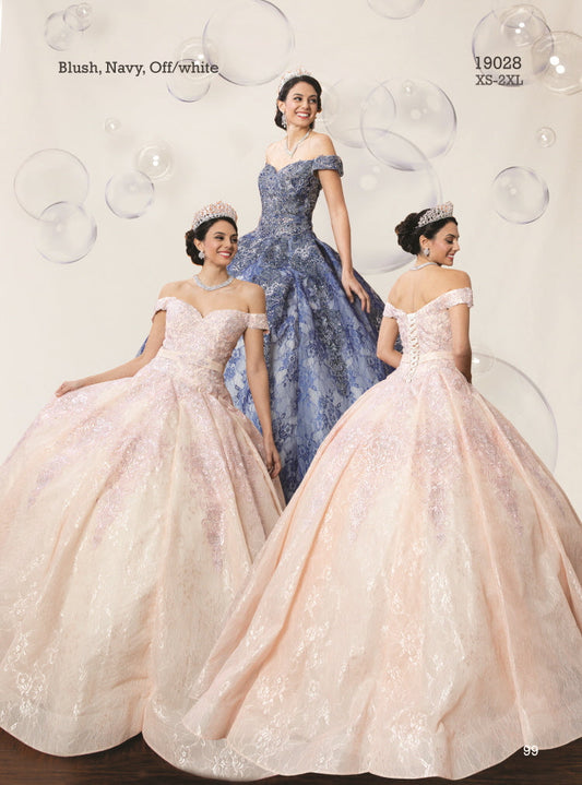 (LIVE 3) Blush & Navy Quinceañera Dress with Luxurious Lace