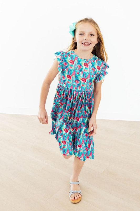 Lovely Llamas Flutter Sleeve Twirl Dress