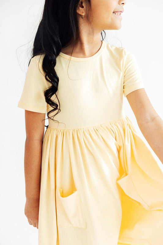 Butter Yellow S/S Pocket Twirl Dress